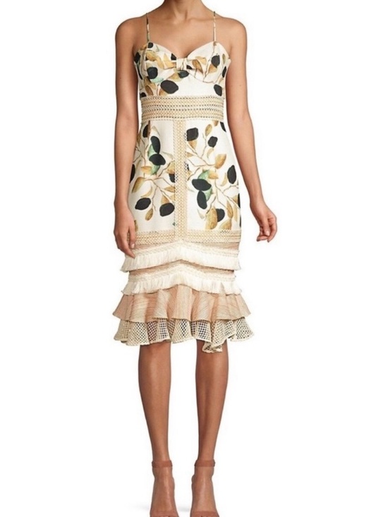 PatBO Dresses & Skirts - PatBO Fruta Cream Floral Lace-Trim Spaghetti Strap Midi Dress